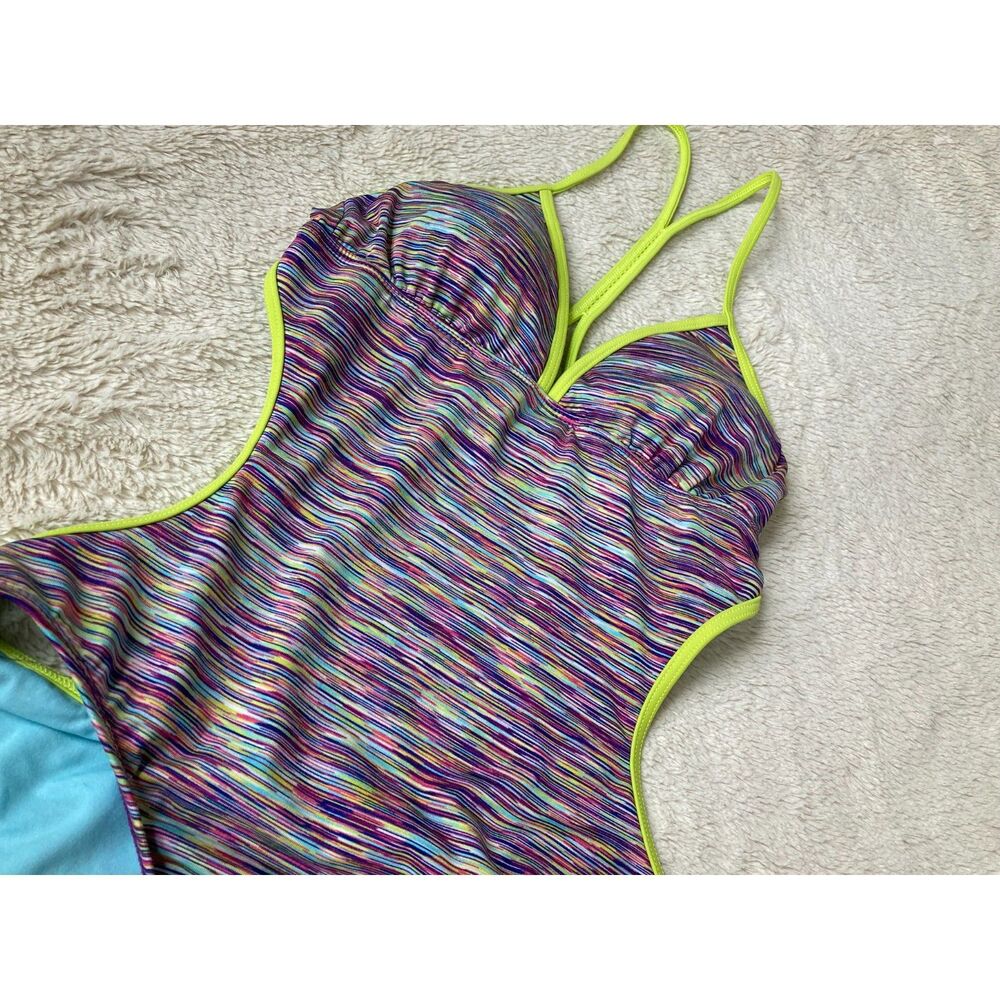 Athleta USA Made 2013 Line Space Dye Kata One Piece Back Cut Out T Back Strap S - Picture 13 of 14